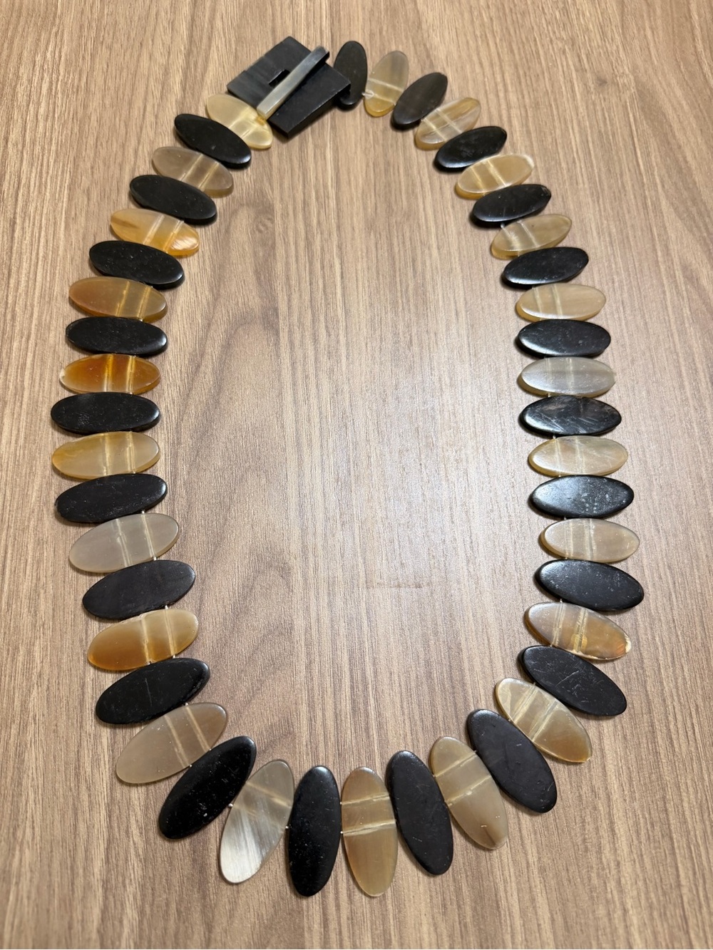 Handcrafted Black and Amber Shell Bead Necklace